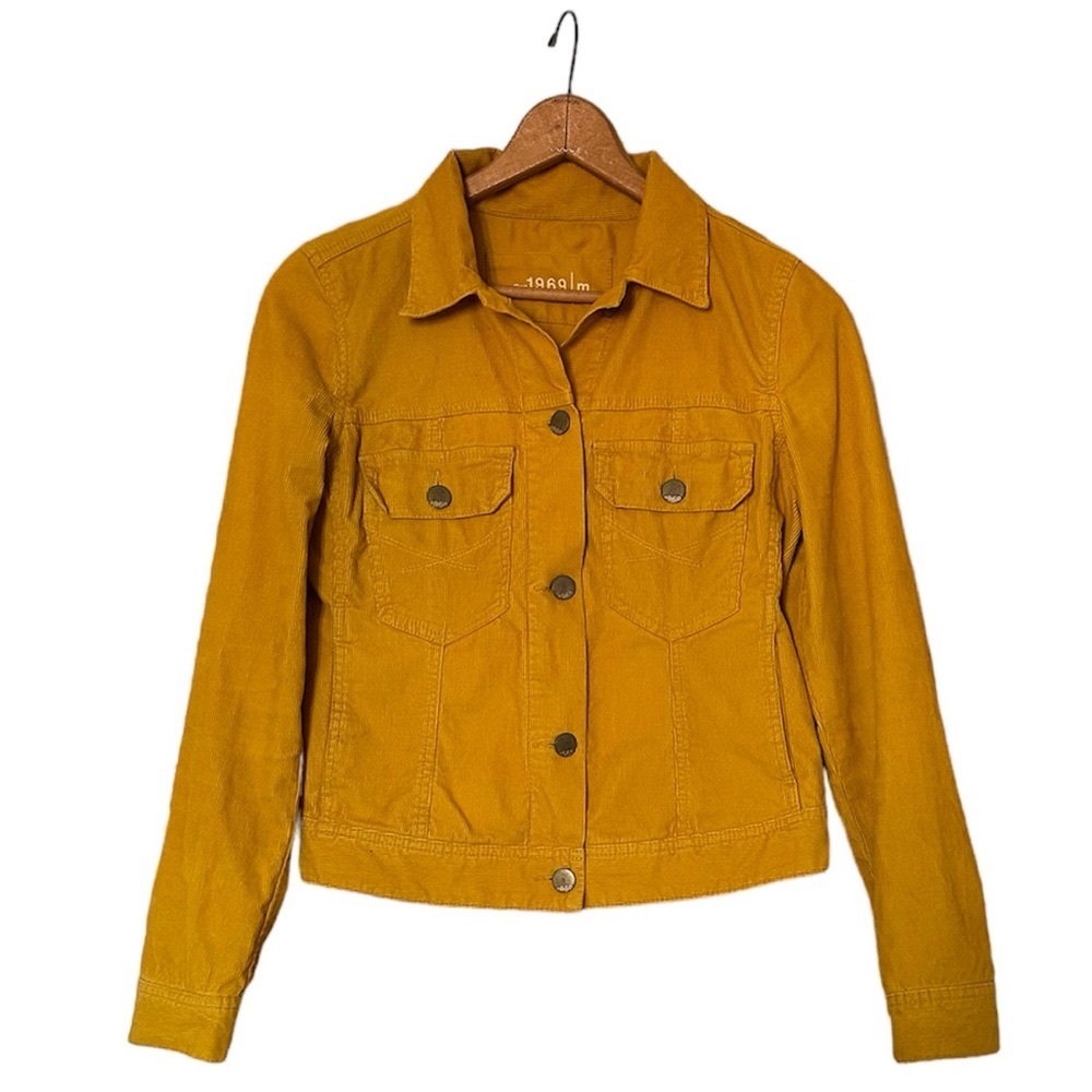 GAP 1969 Stretch Corduroy Jacket Size M Mustard Cornflower Yellow VINTAGE Y2K